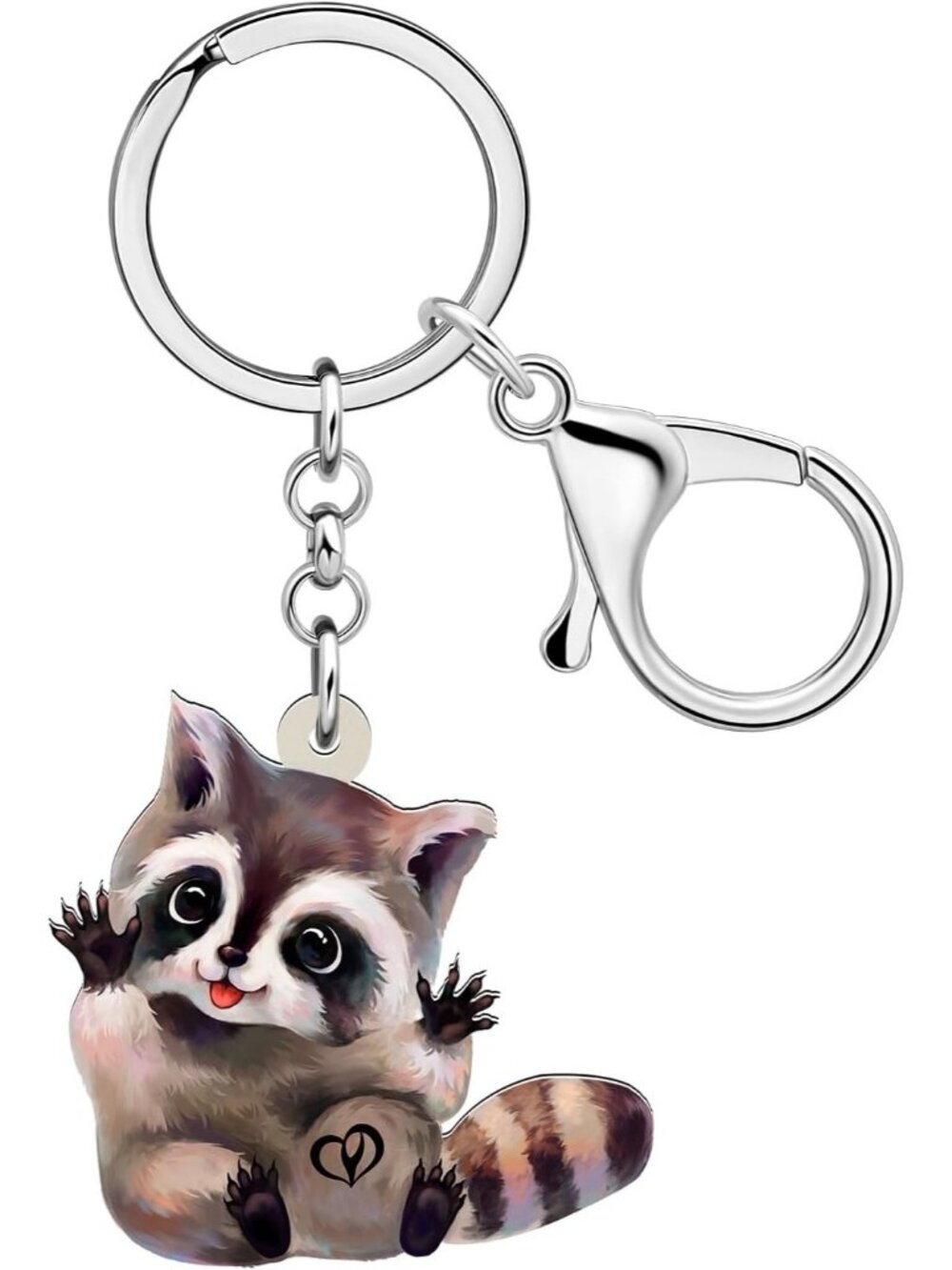 Jungle Animal Brown Raccoon Decoration Handbag Purse Car Charms Keychains Rings
